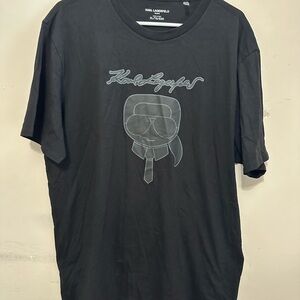 Karl Lagerfeld Men's Cotton Black Graphic Logo T-Shirt Size X-Large